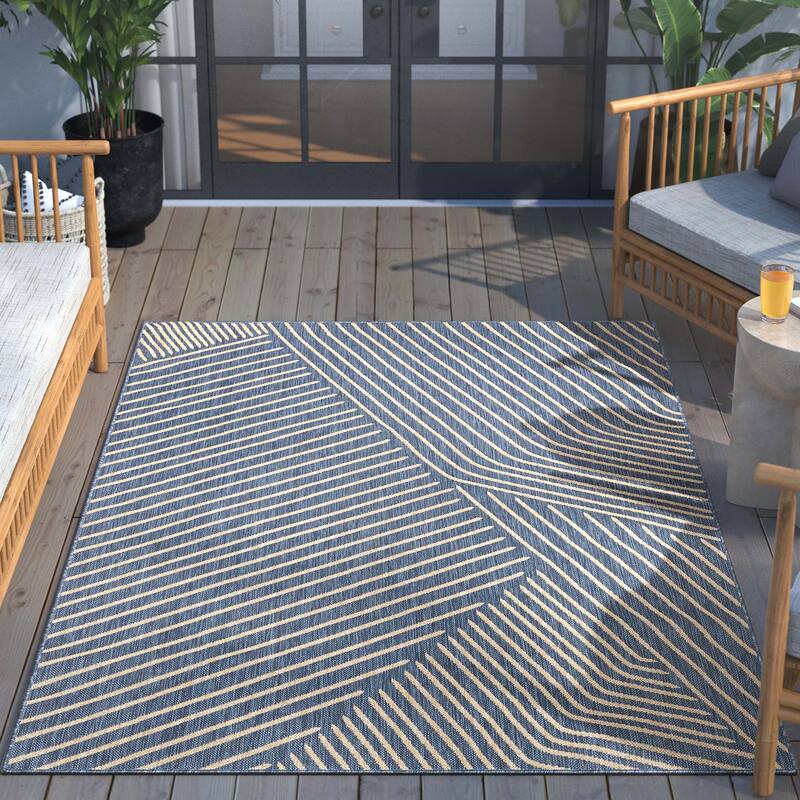 Well Woven Medusa Linden Indoor Outdoor Striped Modern Area Rug