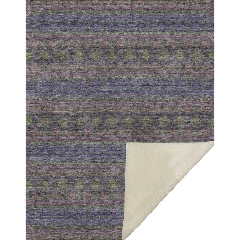 Premium Machine Washable Boho Stripes Sherpa Throw Blanket