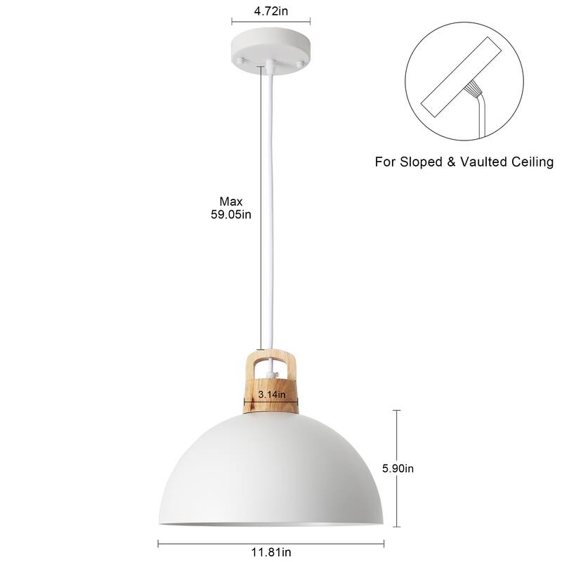 1-Light Pendant Light with Dome Shape, Classic Semi Flush Mount Chandelier for Dining Room Living Room Bedroom Kitchen