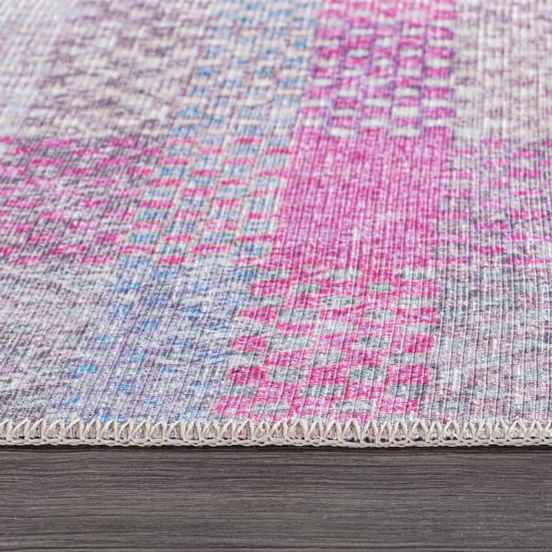 Contemporary Plaid Machine Washable Area Rug