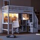 preview thumbnail 19 of 32, Solid Wood Twin Size Loft Bed w/ Built-in Desk, High LED Loft Bed w/Storage Shelves, Cabinets & Staircase, Full-Length Guardrail