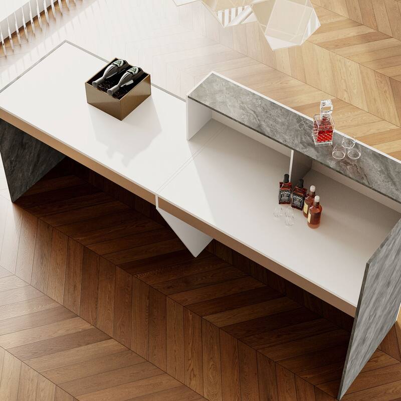 Reception Desk in White with Computer Surface and 4 Shelves