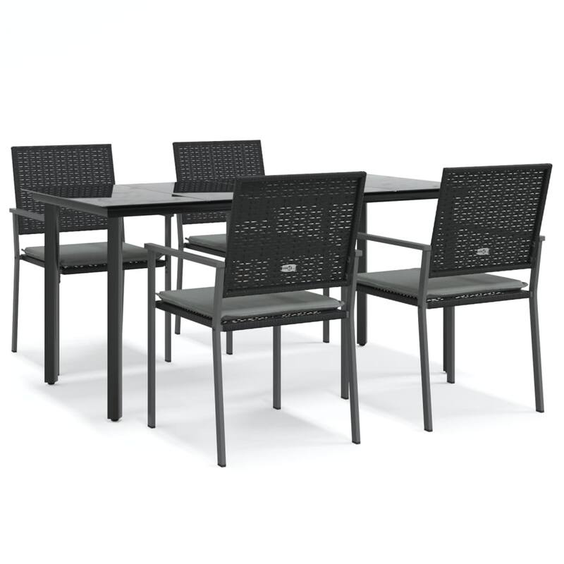 vidaXL Patio Dining Set Outdoor Dining Table and Chair Poly Rattan and Steel