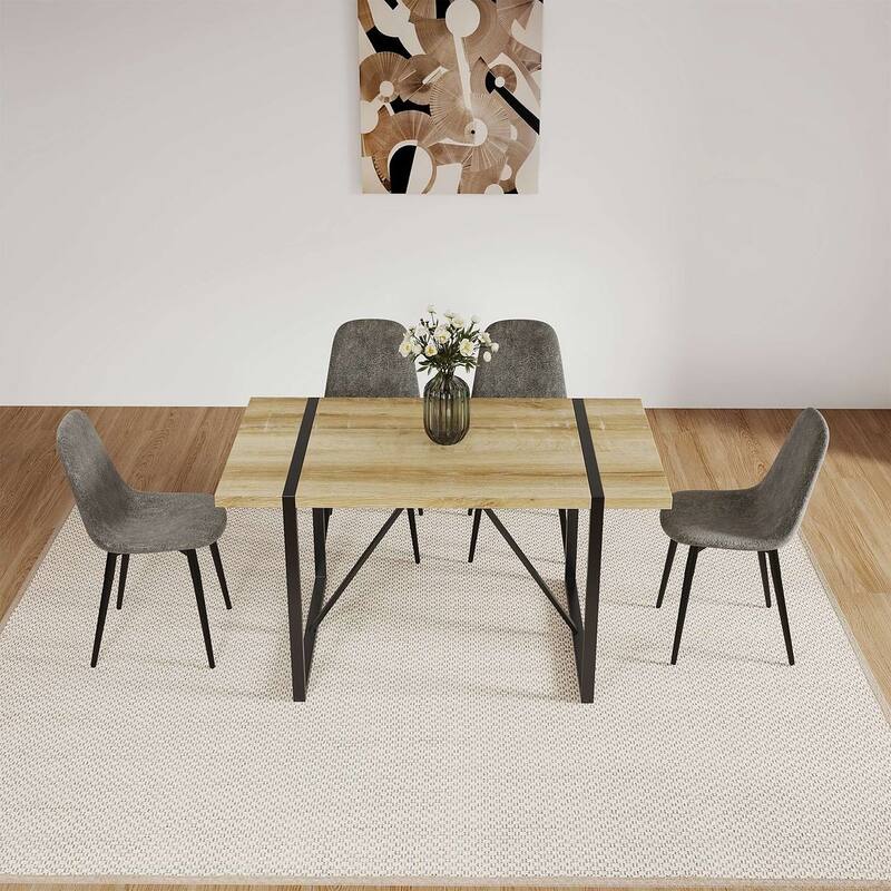 Modern Linen Upholstered Dining Chairs Set of 4