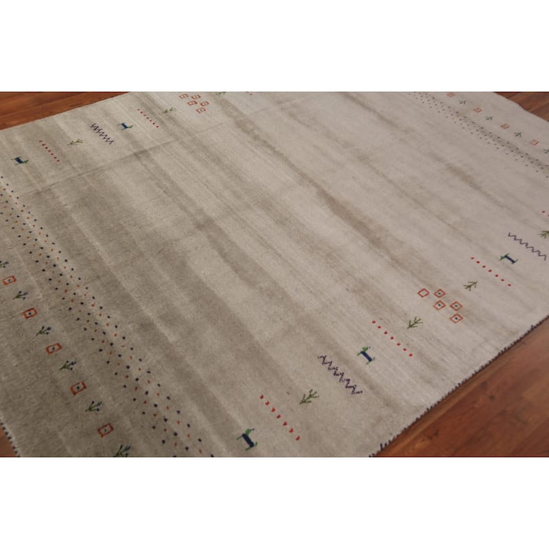 Tribal Gabbeh Oriental Area Rug Hand-Knotted Wool Carpet - 5'9" x 7'9"