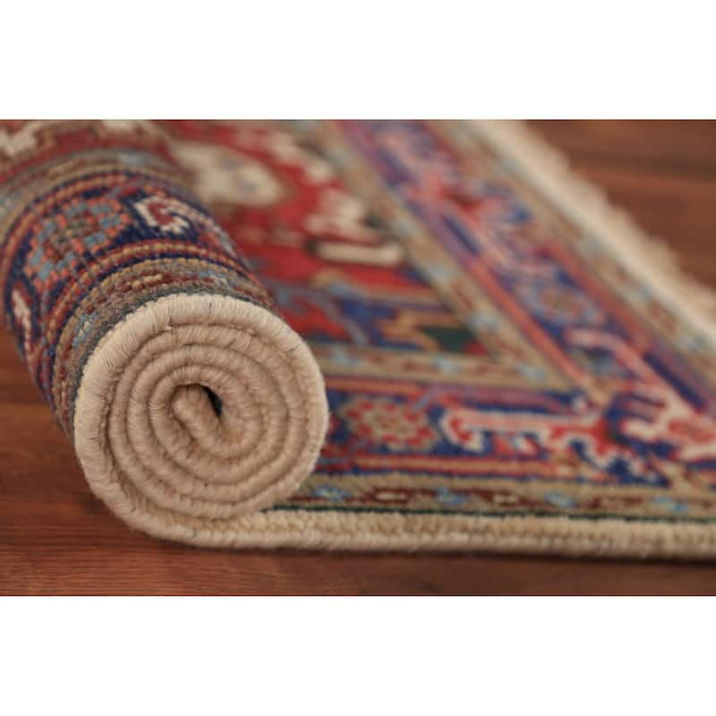 Geometric Heriz Serapi Indian Foyer Rug Handmade Wool Carpet - 3'0"x 4'11"