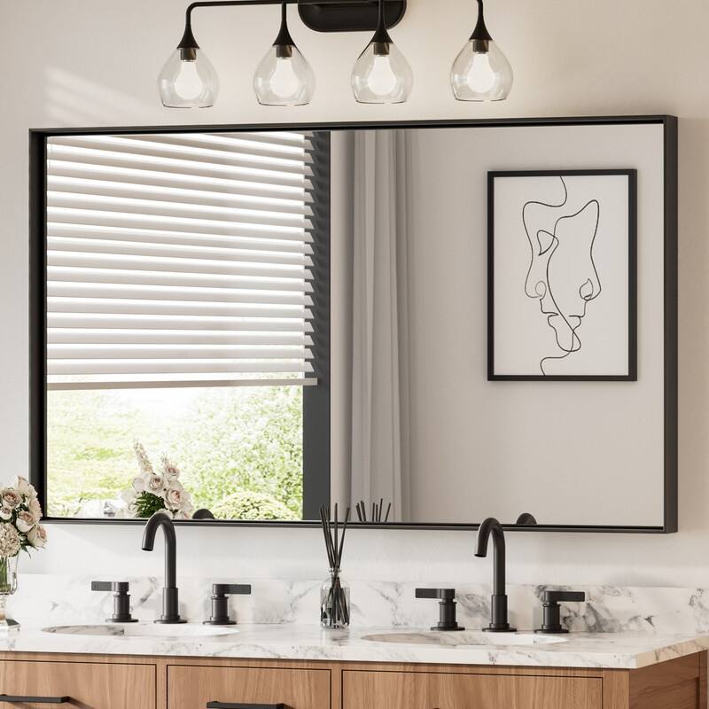 Keonjinn Aluminum Framed Wall Mount Bathroom Vanity Mirror