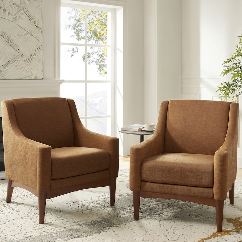 Francis Mid-Century Modern Living Room Armchair with Recessed Arms Set of 2 by HULALA HOME