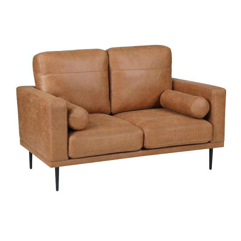 Antler Polished Microfiber Living Room Loveseat - Brown