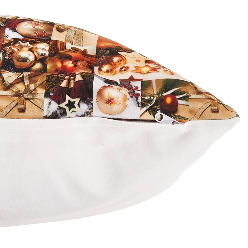 Violet Linen Seasonal Christmas Splendours Pattern Decorative Throw Pillow