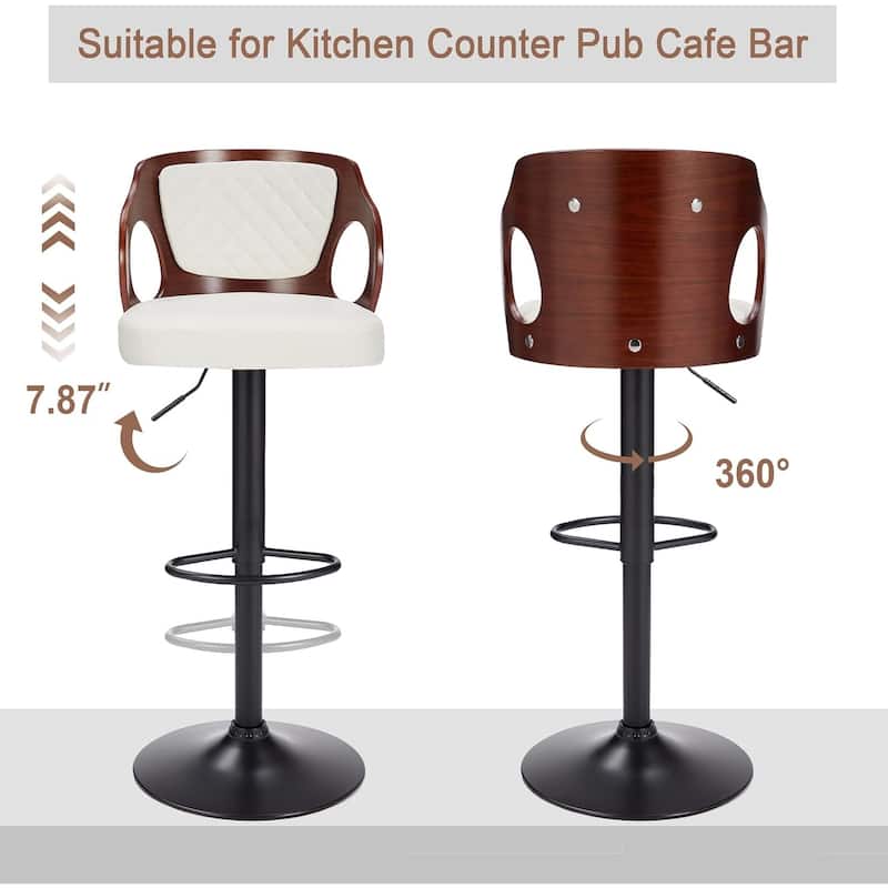 Swivel Bar Stools Set Kitchen Island Counter Height Bar Chairs Faux Leather Upholstered Armless Counter Stools