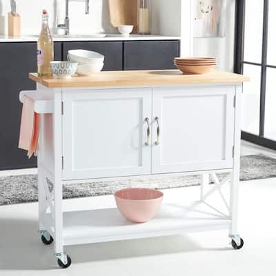 SAFAVIEH Krystal 2-Door 1-Shelf Kitchen Cart - 45.7" W x 17.3" L x 35.6" H - 46Wx17Dx36H