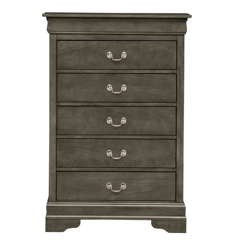 Wooden Bedroom Chest with 5 Drawers - 48" - Gray