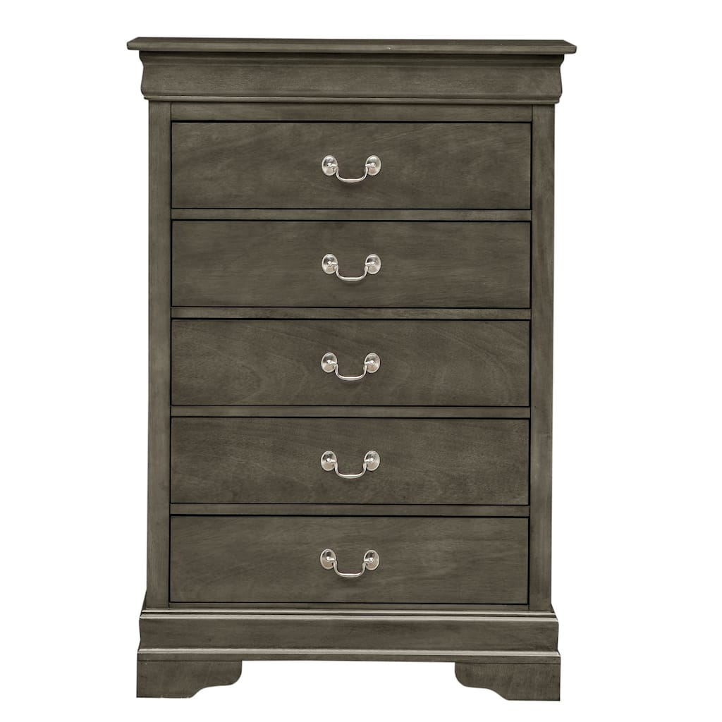 Wooden Bedroom Chest with 5 Drawers - 48" - Gray