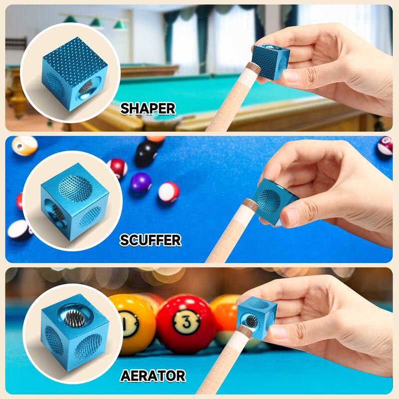 GSE™ 5-in-1 Billiard Pool Cue Tip Tool Scuffer/Shaper/Aerator Tip Pick Cube Accessory