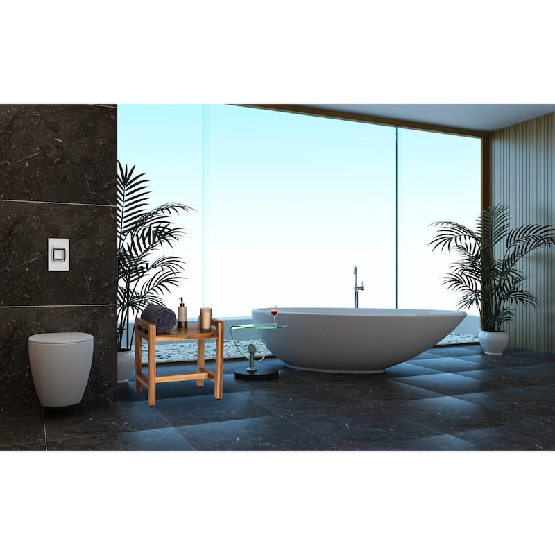 EcoDecors Eleganto EarthyTeak 20" Teak Shower Bench, LiftAide Arms