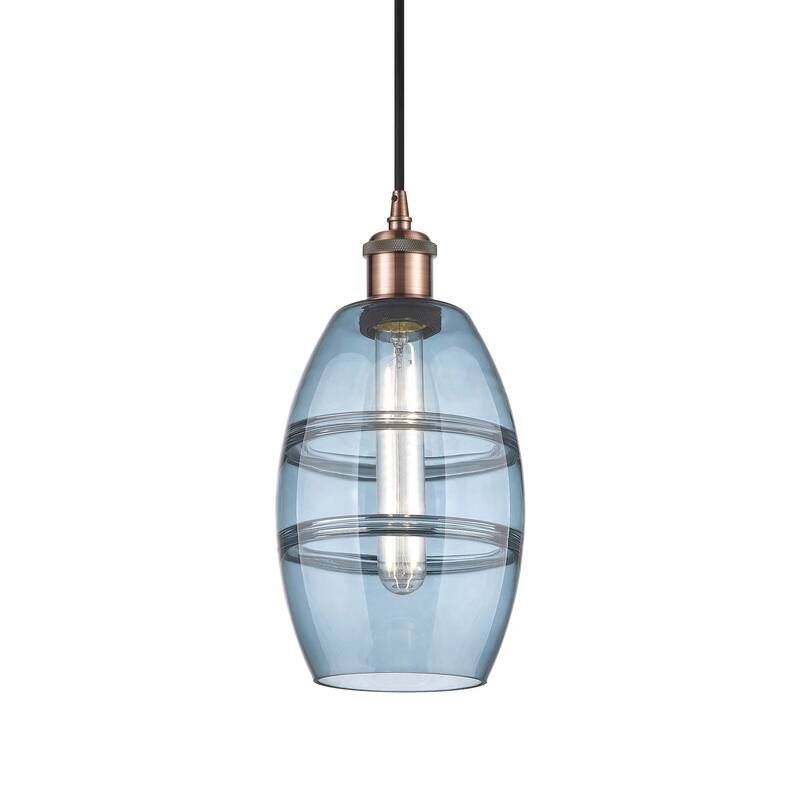 Innovations Lighting 516-1P-9-6 Vaz Pendant Vaz 6" Wide Mini Pendant - Antique Copper / Princess Blue