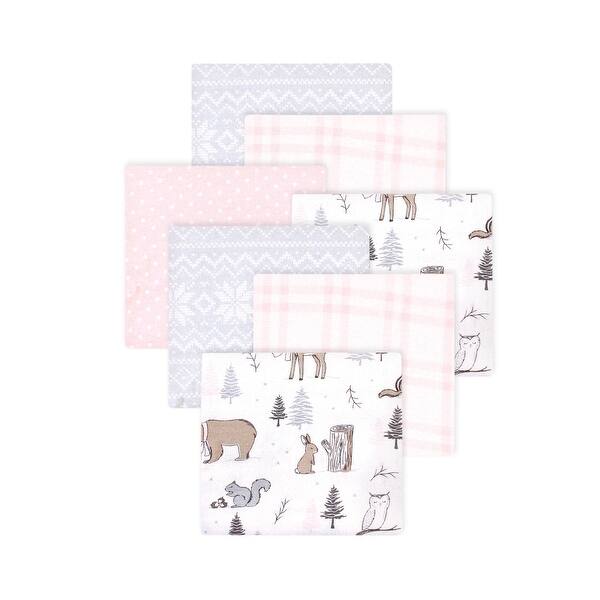 slide 1 of 1, Little Treasure Hudson Baby Girls Cotton Poly Flannel Receiving Blankets Multipack, Pink Winter Forest, 30x30 inches 30x30 inches - Pink Winter Forest