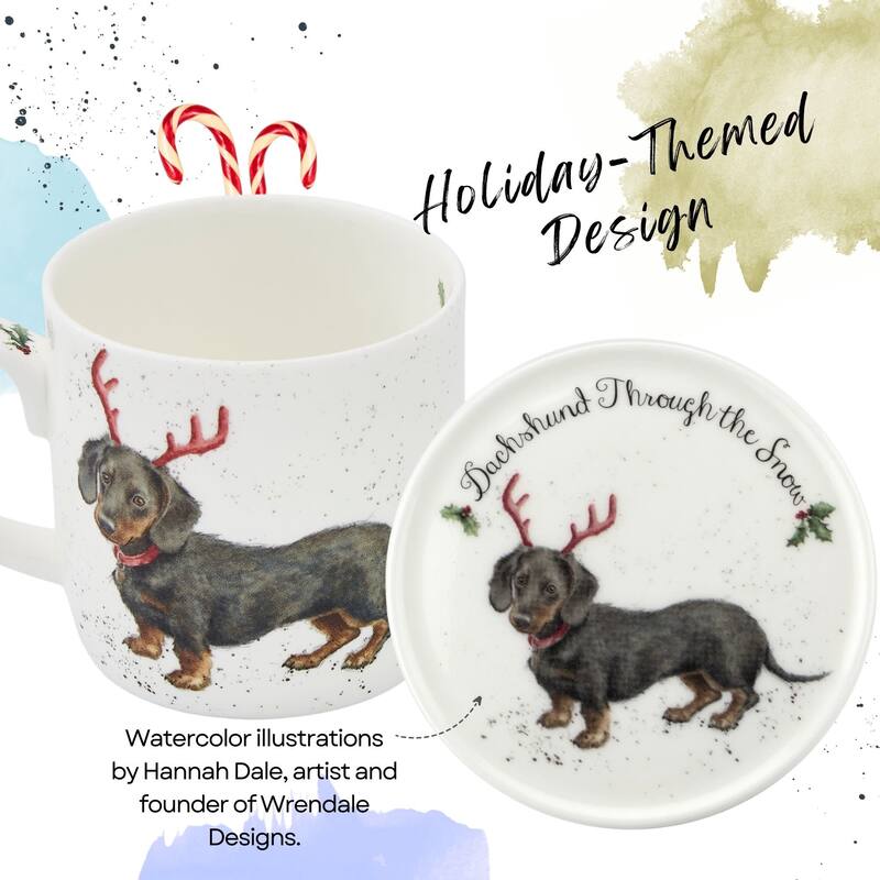 Royal Worcester Wrendale Designs Mug and Coaster Set Christmas