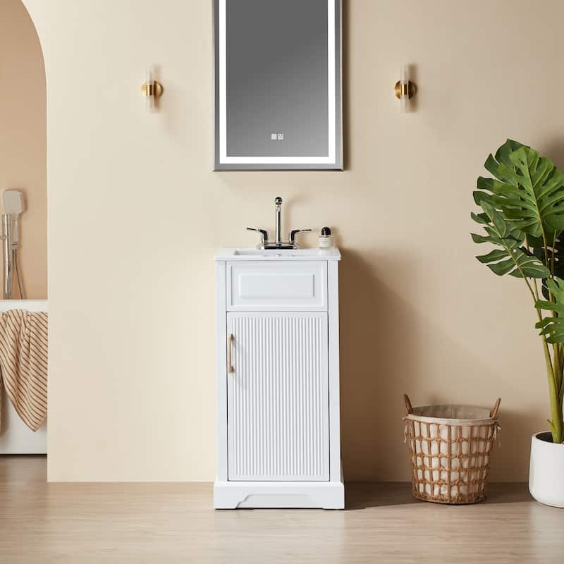 Fully Assembled 18" Freestanding Single Bathroom Vanity with Top