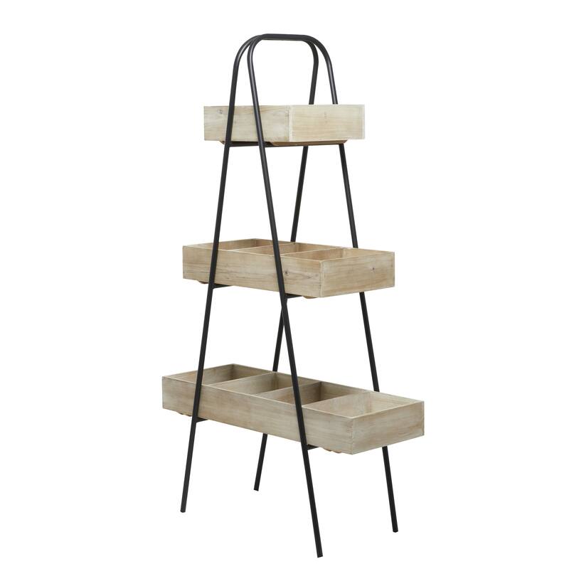 Wood Indoor Outdoor 3 Tier Plantstand - Brown - Roche River Decor