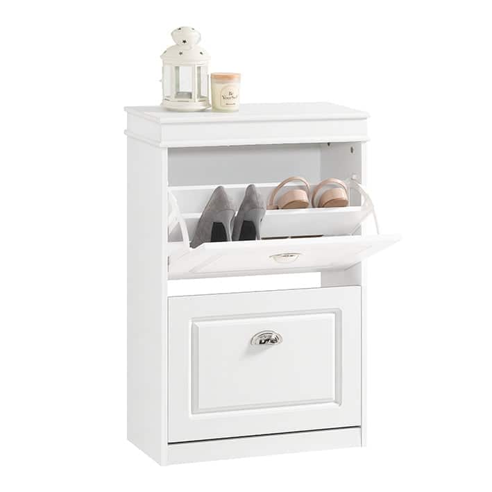 SoBuy FSR78-W, White 2 Drawers Shoe Cabinet Shoe Rack Shoe Storage
