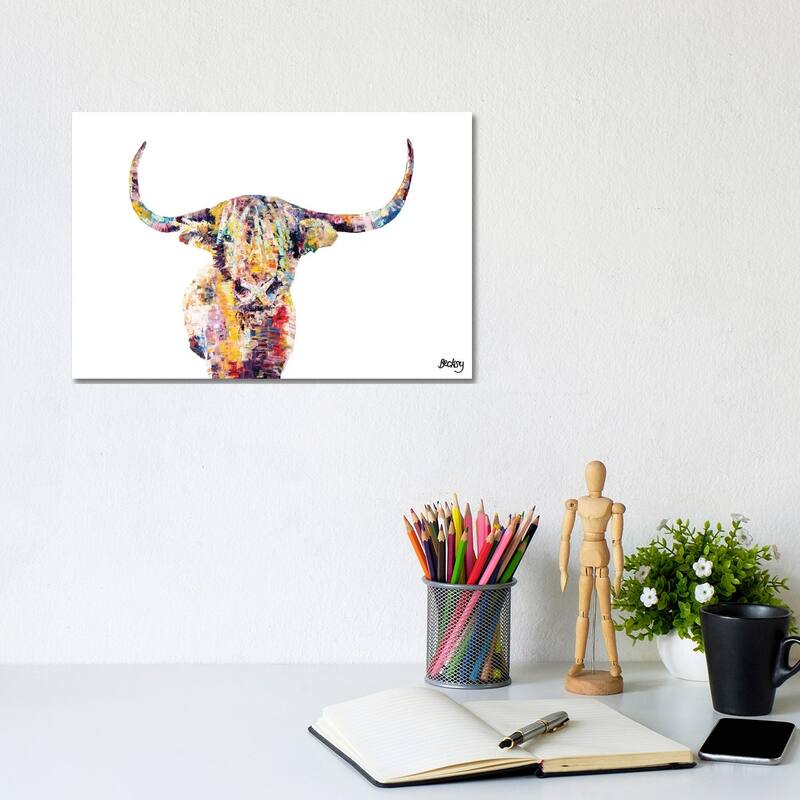iCanvas "Highland Cow" by Becksy Canvas Print - 8x12x0.75
