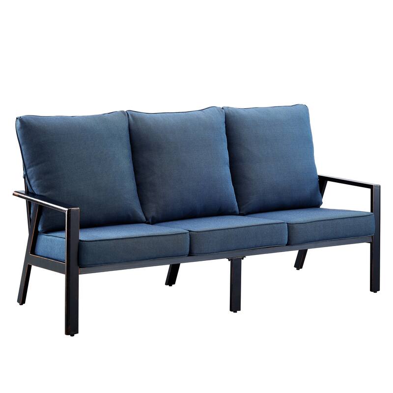 Black Aluminum Deep Seating Deep Seating Sofa with Cushions