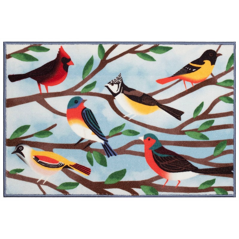 Liora Manne Siena Birds And Branches Indoor Mat - 2'5" x 3'11" - Blue