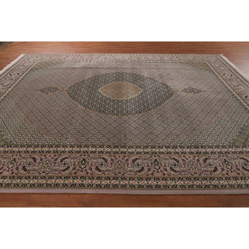 Traditional Gray Kashan Turkish Area Rug Machine Made Floral Carpet - 9'9" x 13'1"