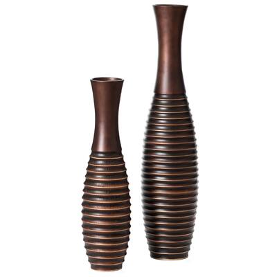 Decorative Conemporary Tall Trumpet Shape Floor Vase, Brown