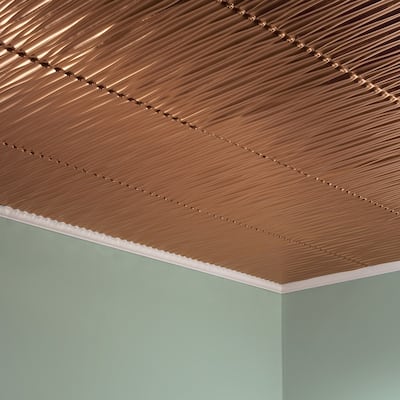 FASÄDE Dunes Horizontal Decorative Vinyl 2ft x 2ft Glue Up Ceiling Panel in Polished Copper (5 Pack)