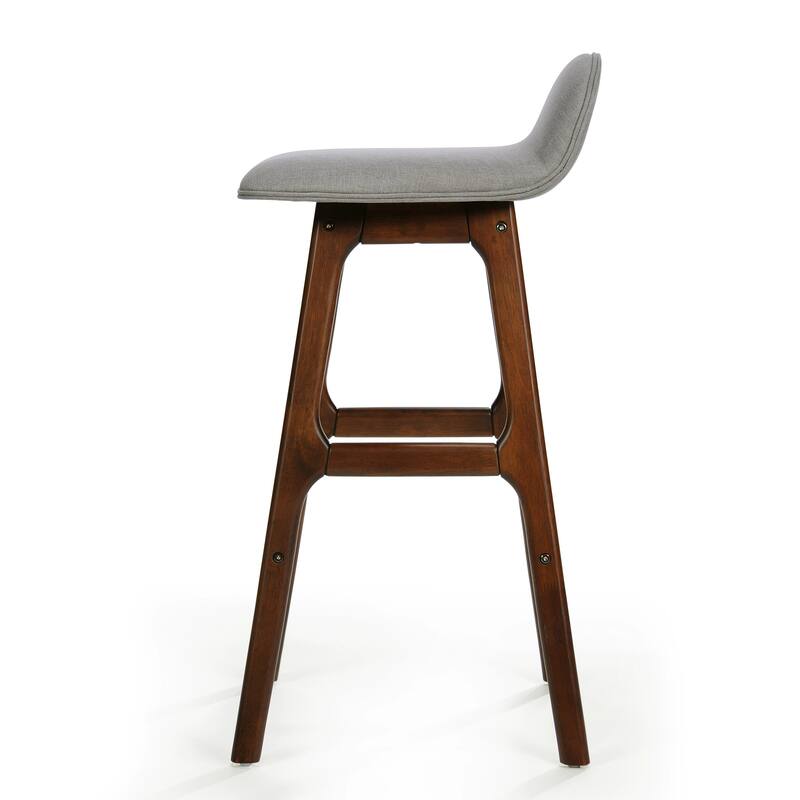Ostweer Furniture Set of 2 28.5" Mid-Century Modern Upholstered Low Back Barstools - Charcoal
