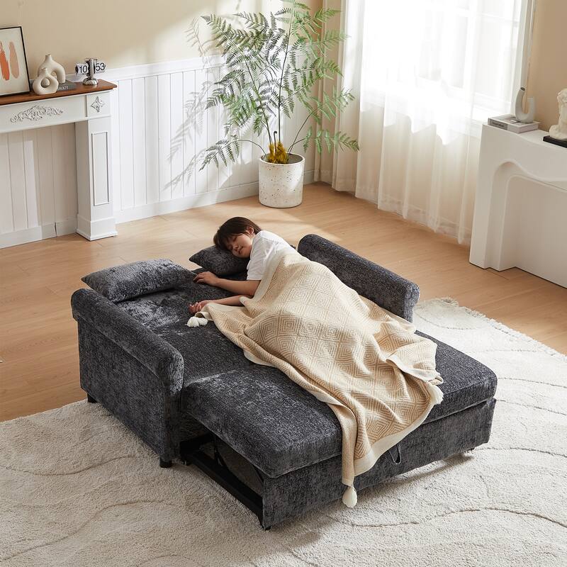 Versatile 2-in-1 Sofa Bed Comfortable Seating with Storage Bag, Sleeper Sofa Couch Loveseat with Pull Out Bed