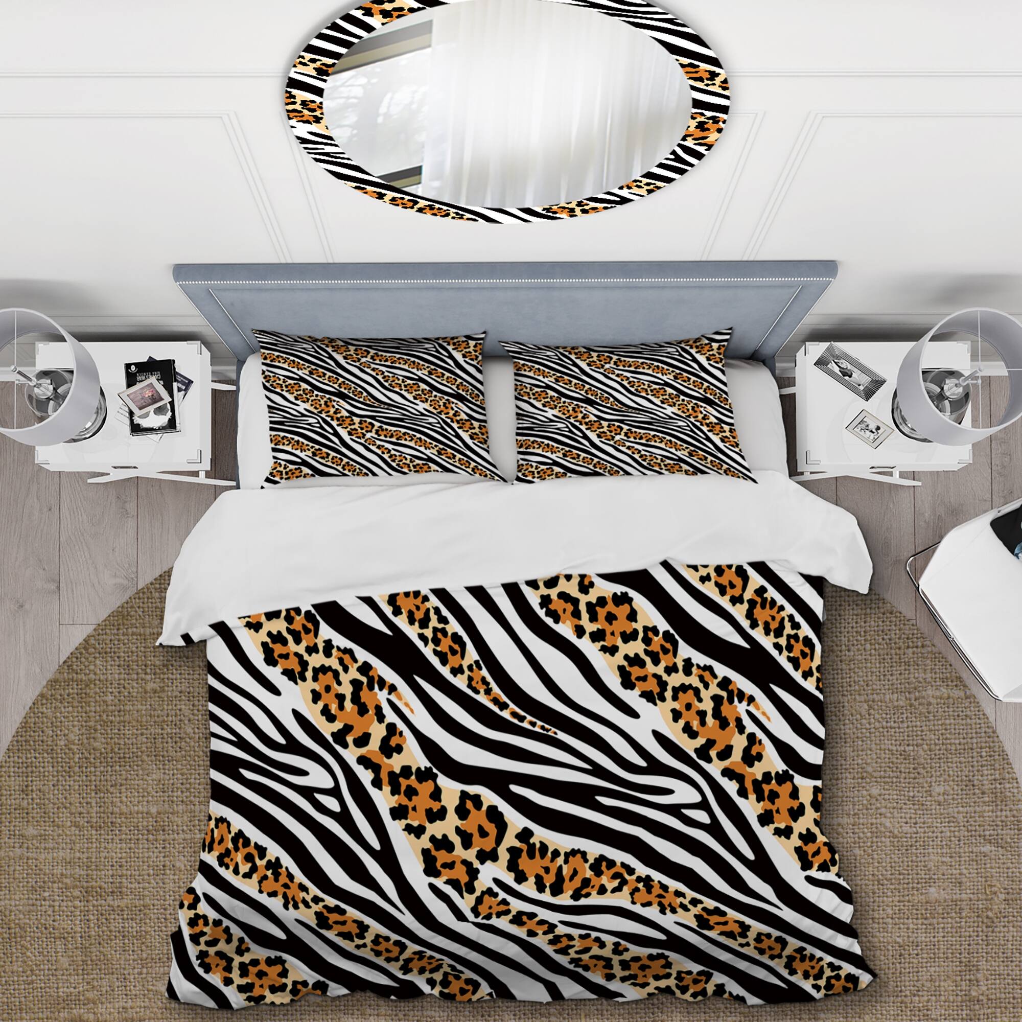 Designart 'Zebra and Leopard Mix Pattern III' Cabin & Lodge Duvet Cover