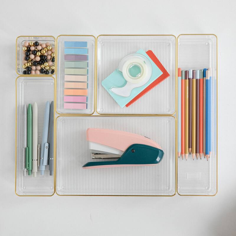 Flash Furniture BE-PB3685-G-6-MS Kerry 2" Tall Office Organizer Set - Clear / Gold
