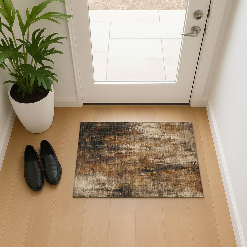 Premium Washable Super Soft Abstract Ombre Mayfield Rug - Taupe - 1'8" x 2'6"