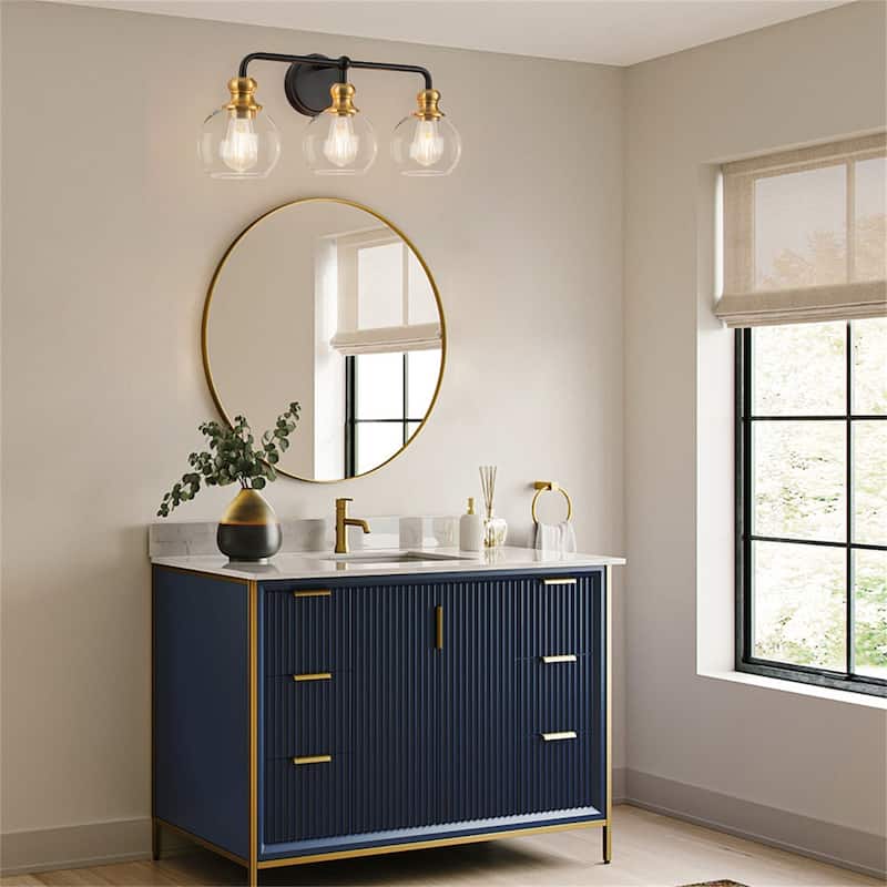 3-Light Dimmable Vanity Light with Clear Glass Shades