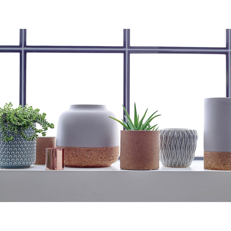 Stoneware Planter Pot with Polka Dots, Sky Blue