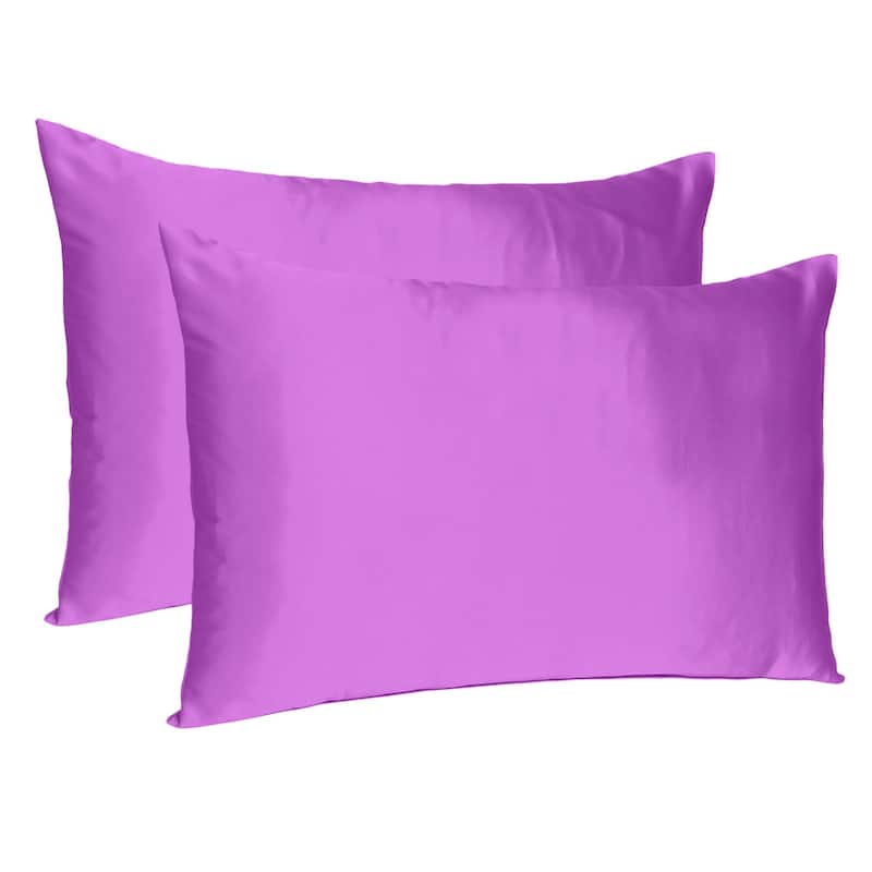 HomeRoots Purple Merlot Dreamy Set Of 2 Silky Satin Standard Pillowcases