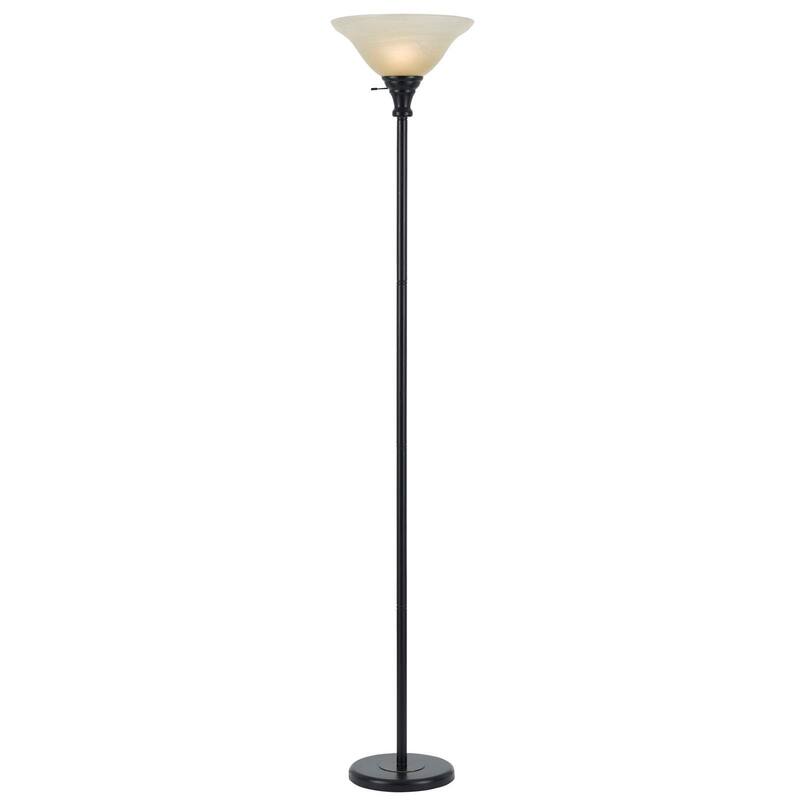 HomeRoots 71" Bronze Torchiere Floor Lamp With Beige Frosted Glass Dome Shade - 13.25