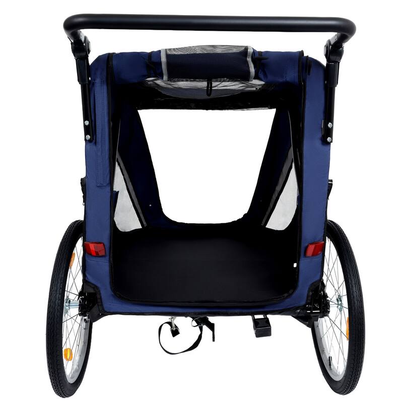 2-In-1 Bike Trailer & Push Cart For Pets-Quick Release Wheel,Pockets And Storage Bag,Holds Pets Up To 88 Lbs