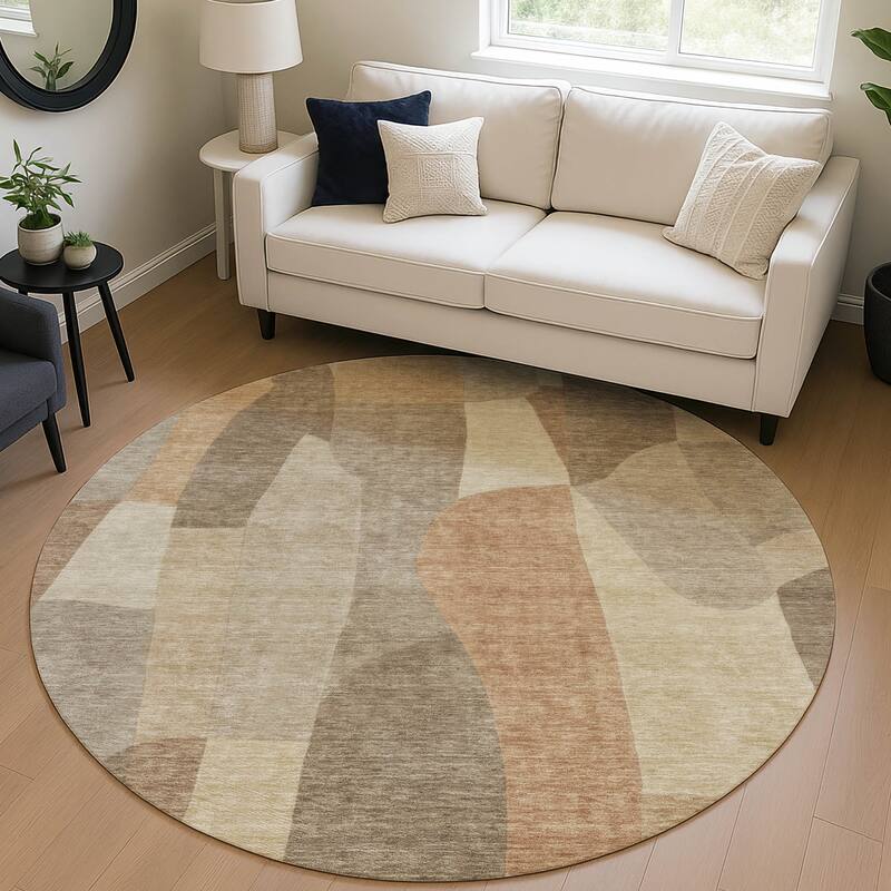 Machine Washable Indoor/ Outdoor Contemporary Layers Chantille Rug
