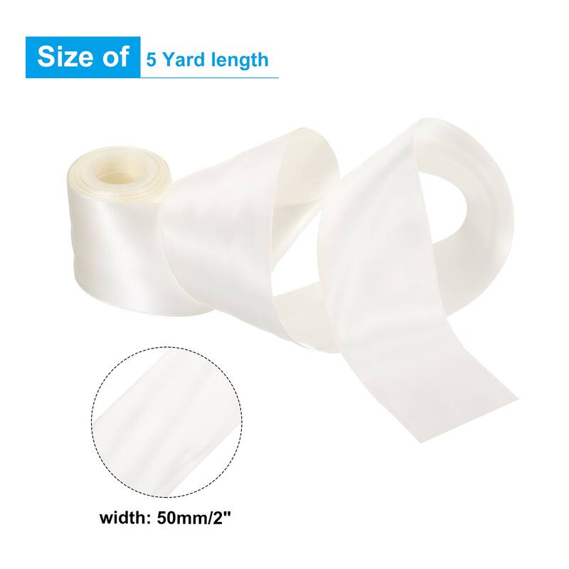 2" 5 Yard Double Faced Solid Satin Ribbon Polyester Fabric - Cream White