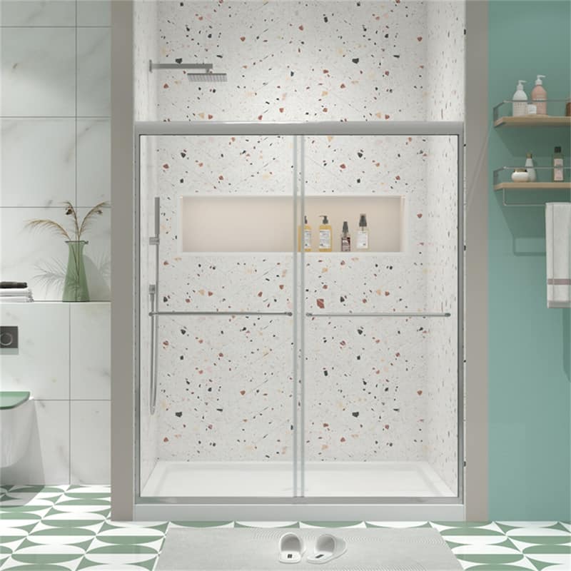 Bathroom Shower Sliding Door with 1/4" Tempered Glass