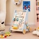 preview thumbnail 2 of 7, Wooden Baby Walker Push and Pull Learning Activity Center with Wheels-Blue - Multi