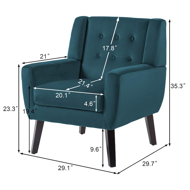 Velvet Upholstered Armchair Tufted Accent Chair