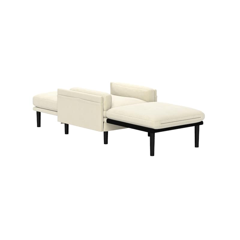 Corduroy Multi-Functional Adjustable Sofa, Convertible Lounge Chair and Guest Bed