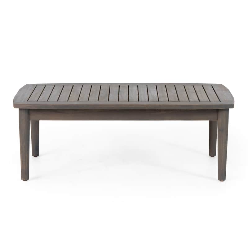 Acacia Wood Patio Loveseat Set with Cushion Coffee Table Minimalist Style