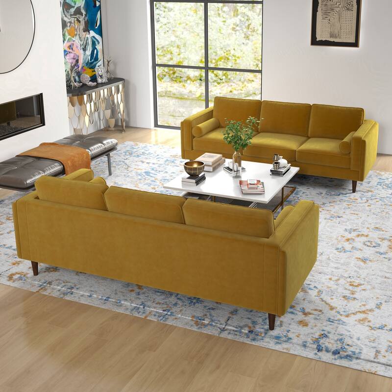 Fatih Mid Century Velvet Sofa Set